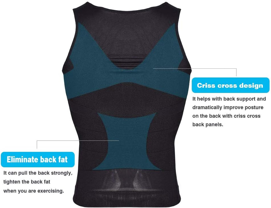 Mens Compression Tank Top Slimming Body Shaper Vest Shirts Abs Slim Gym